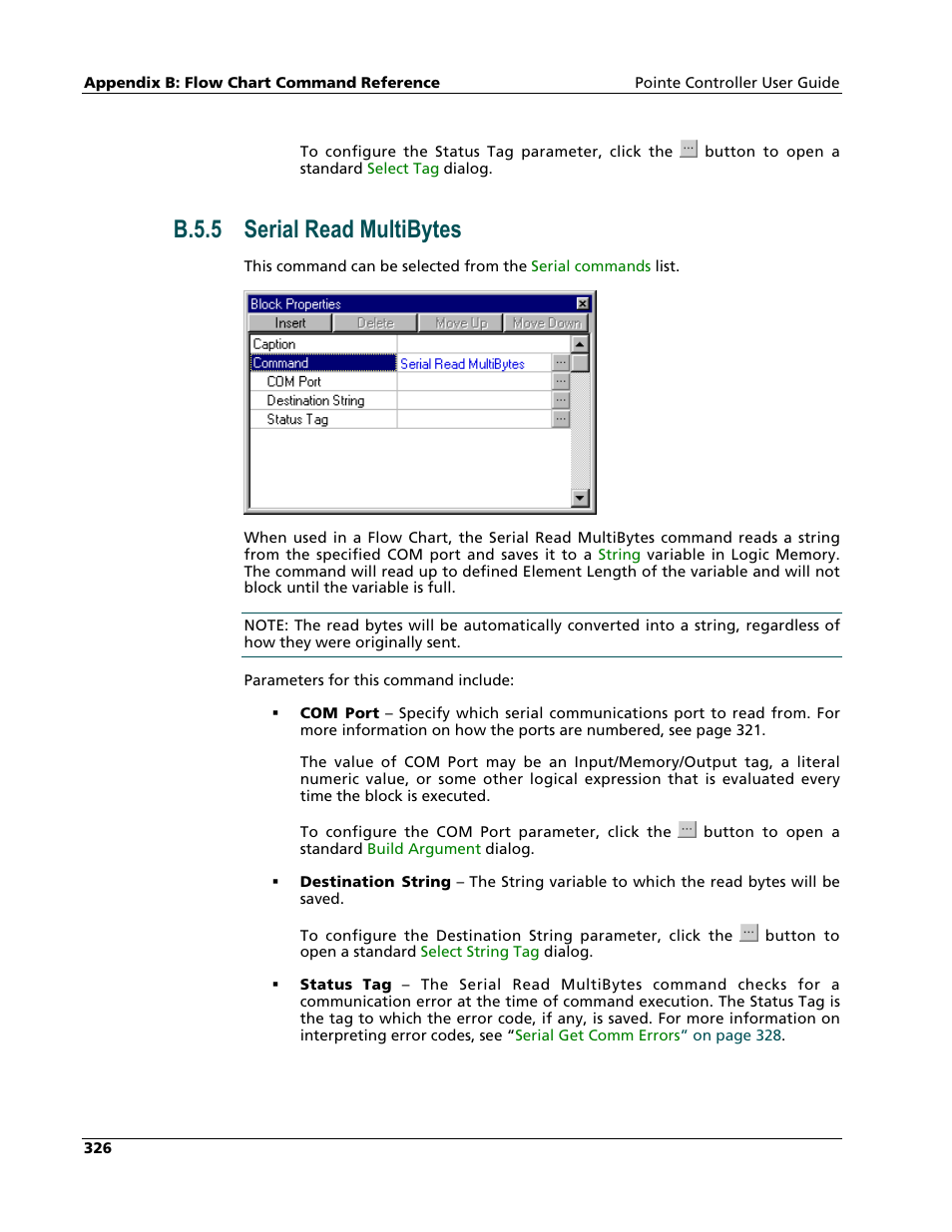 Serial read multibytes, B.5.5 serial read multibytes | Nematron Pointe Controller User Manual | Page 328 / 441