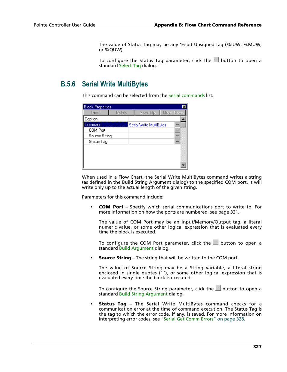 Serial write multibytes, B.5.6 serial write multibytes | Nematron Pointe Controller User Manual | Page 329 / 441