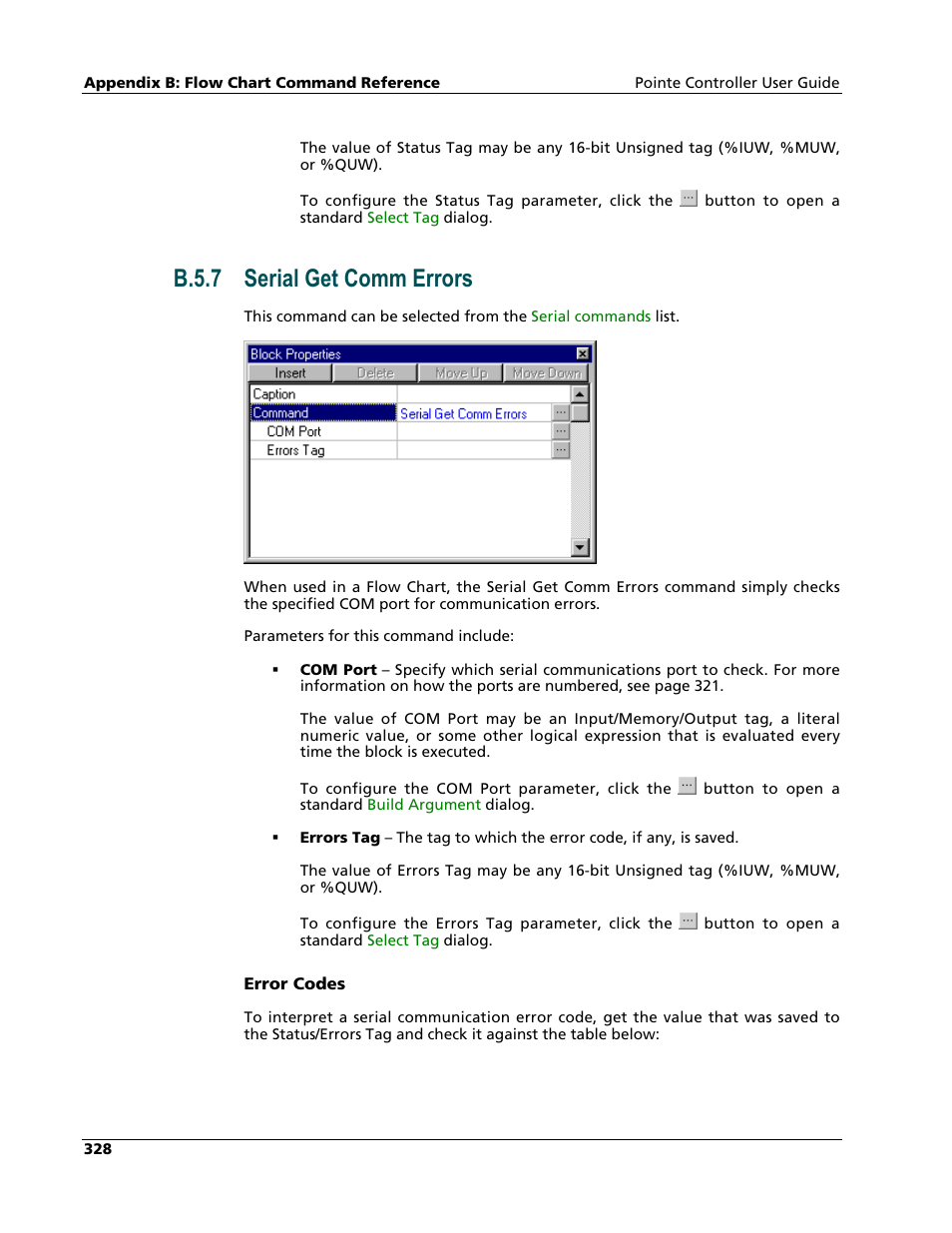 Serial get comm errors, B.5.7 serial get comm errors | Nematron Pointe Controller User Manual | Page 330 / 441