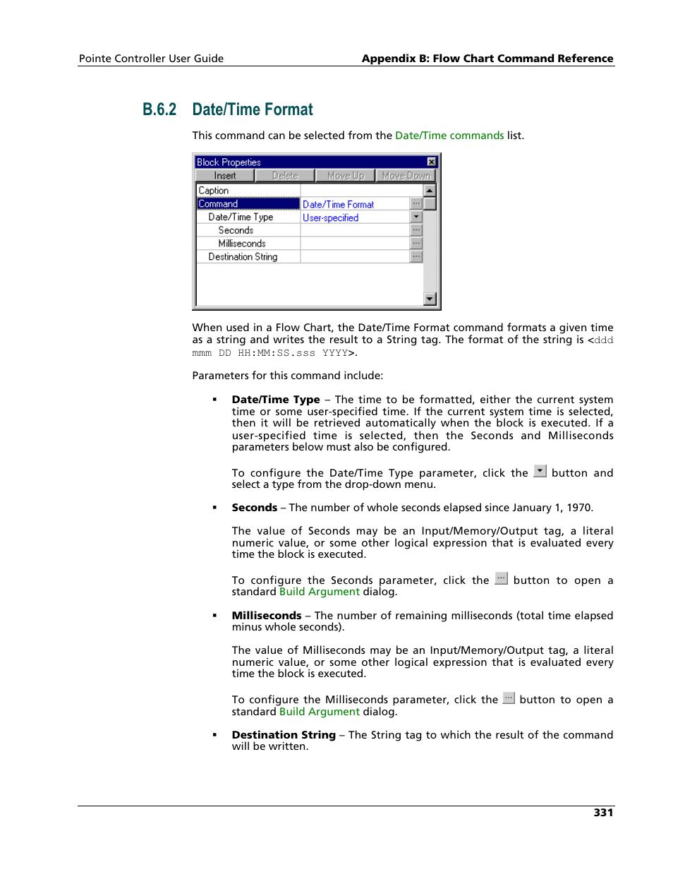 Date/time format, B.6.2 date/time format | Nematron Pointe Controller User Manual | Page 333 / 441