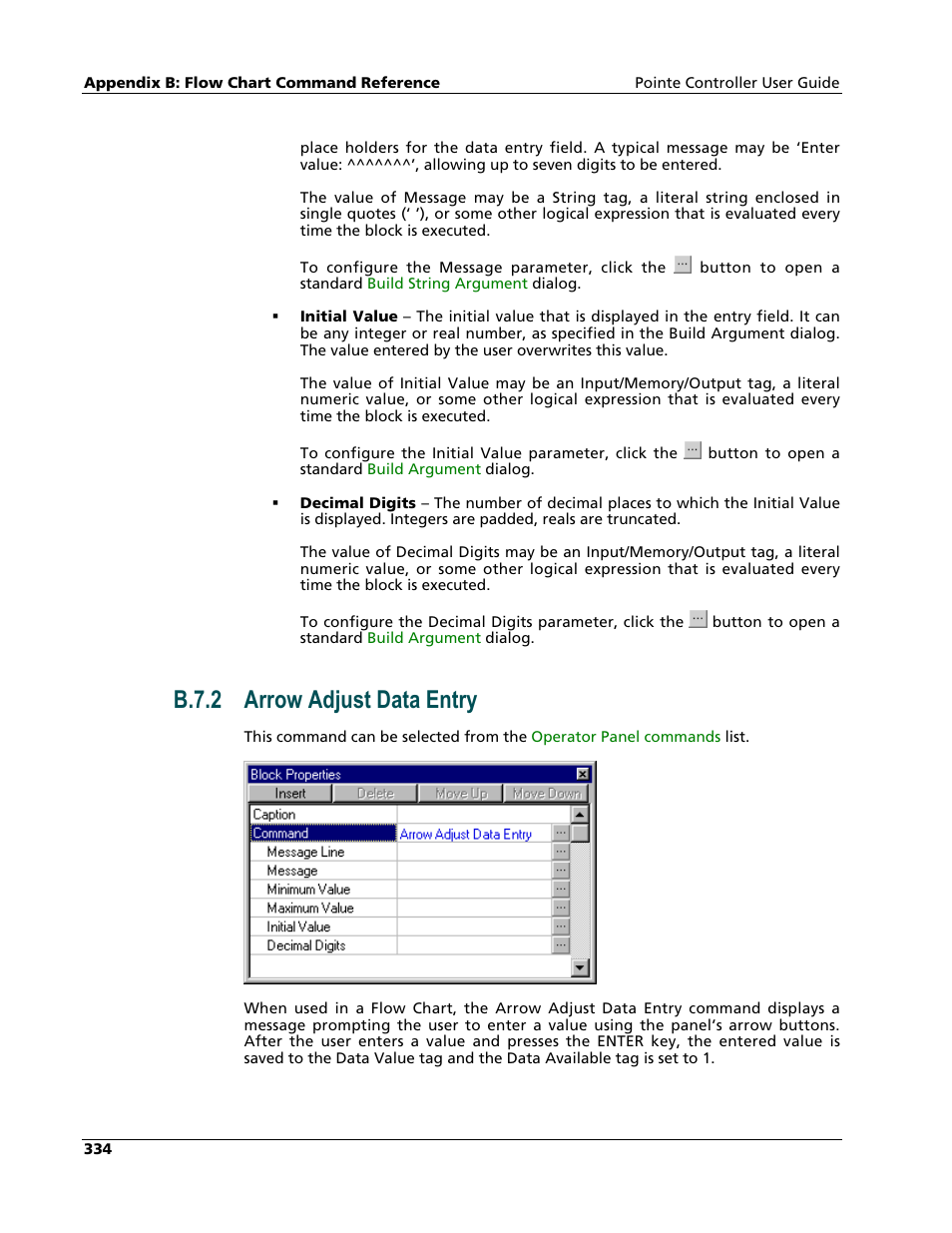 Arrow adjust data entry, B.7.2 arrow adjust data entry | Nematron Pointe Controller User Manual | Page 336 / 441