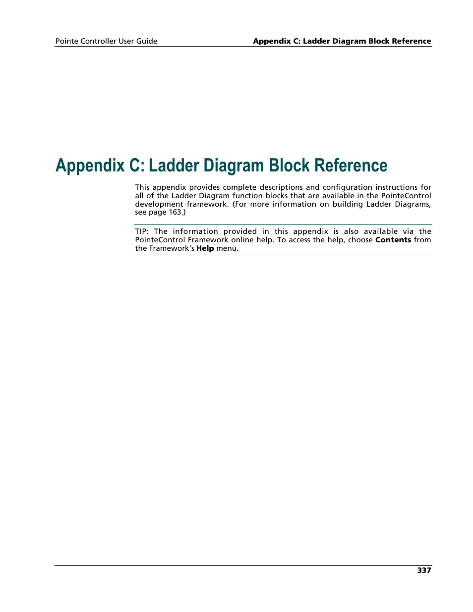 Appendix: ladder diagram block reference, Appendix c: ladder diagram block reference | Nematron Pointe Controller User Manual | Page 339 / 441
