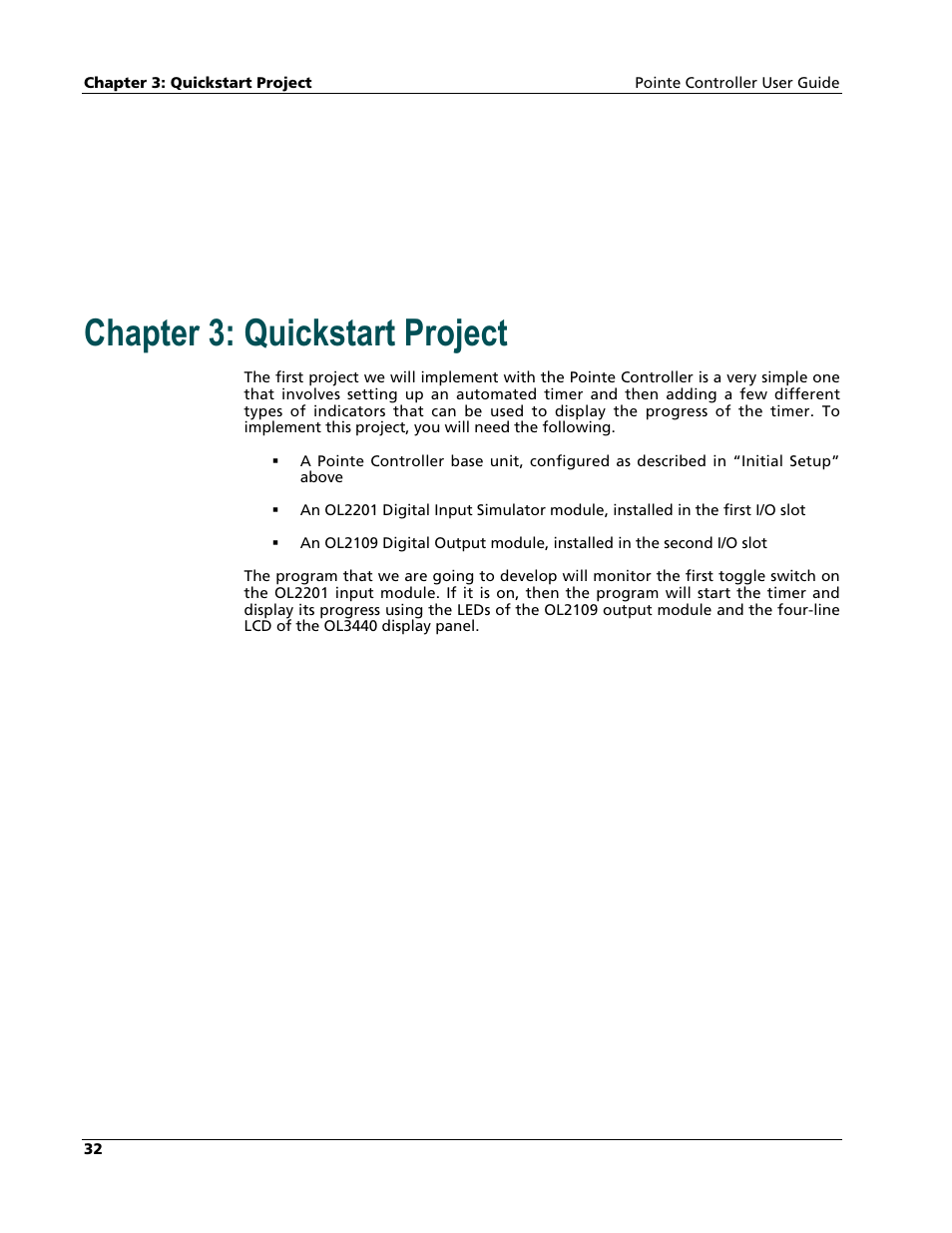 Quickstart project, Chapter 3: quickstart project | Nematron Pointe Controller User Manual | Page 34 / 441