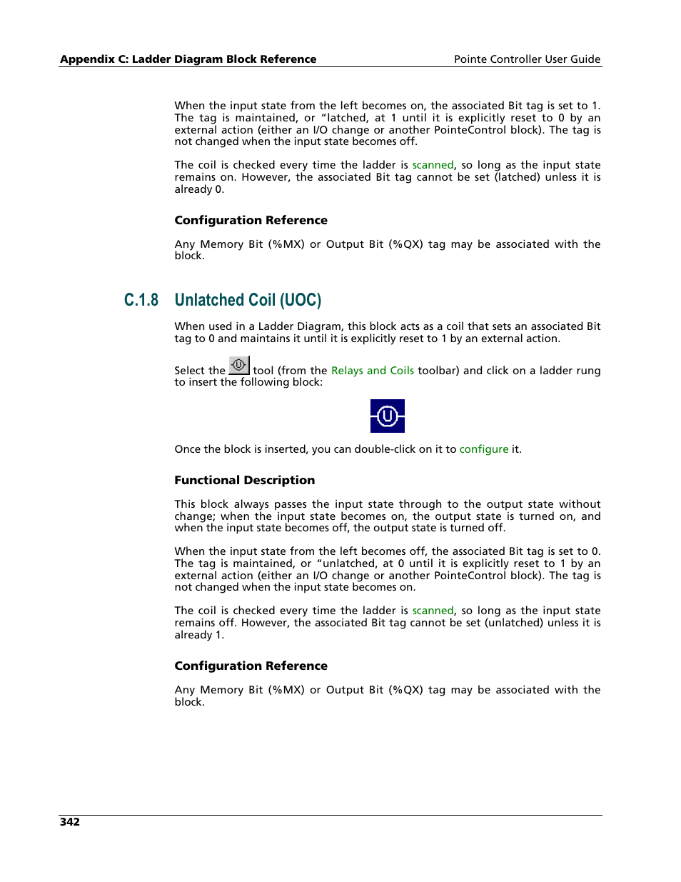 Unlatched coil (uoc), C.1.8 unlatched coil (uoc) | Nematron Pointe Controller User Manual | Page 344 / 441