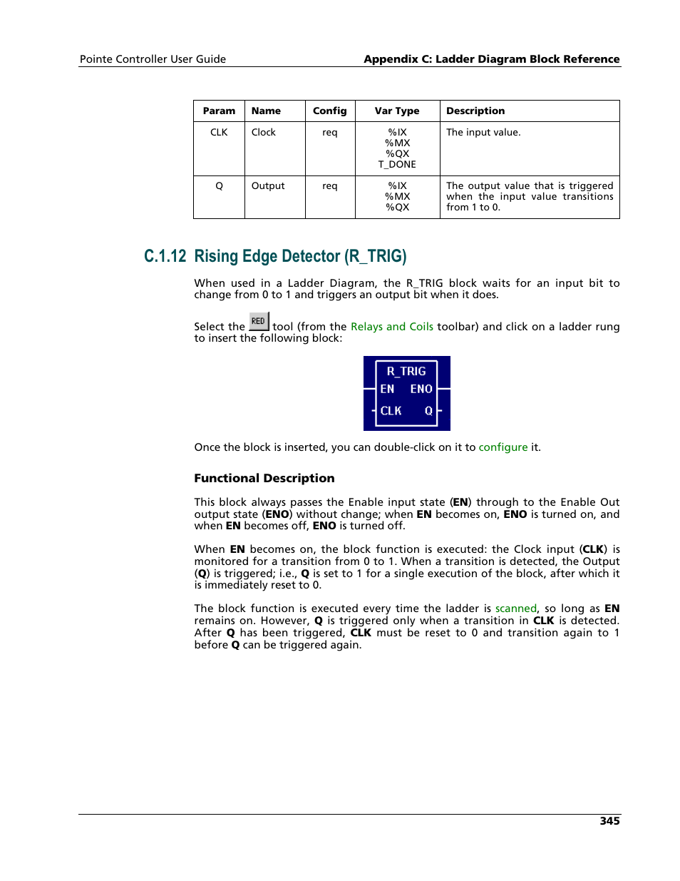 Rising edge detector (r_trig), C.1.12 rising edge detector (r_trig) | Nematron Pointe Controller User Manual | Page 347 / 441