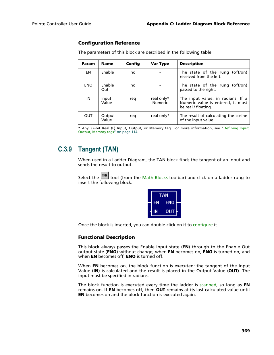 Tangent (tan), C.3.9 tangent (tan) | Nematron Pointe Controller User Manual | Page 371 / 441