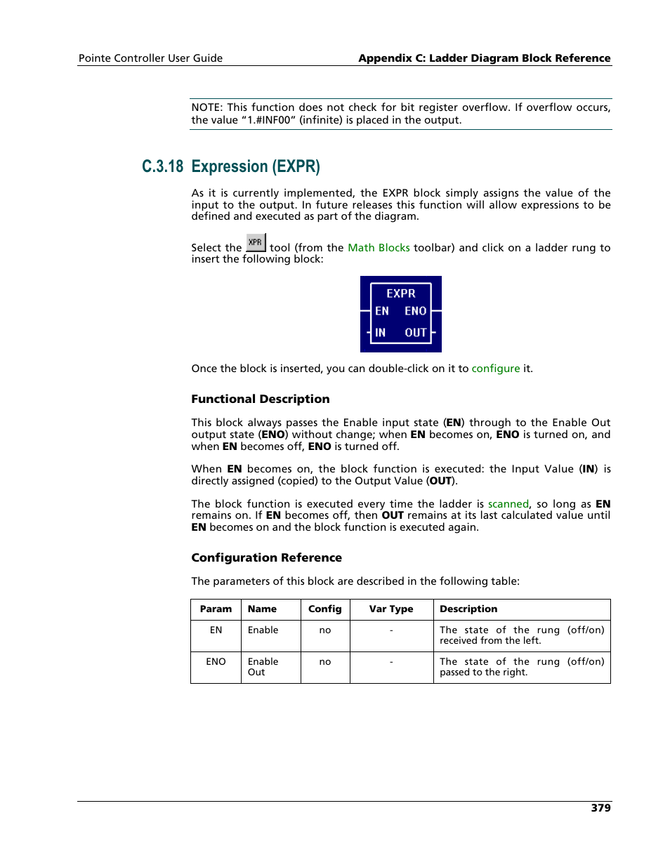 Expression (expr), C.3.18 expression (expr) | Nematron Pointe Controller User Manual | Page 381 / 441