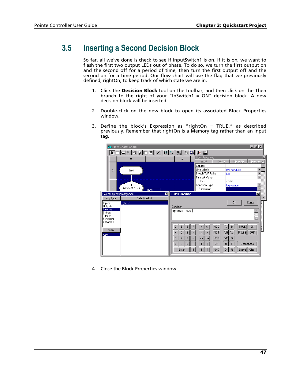 Inserting a second decision block, 5 inserting a second decision block | Nematron Pointe Controller User Manual | Page 49 / 441