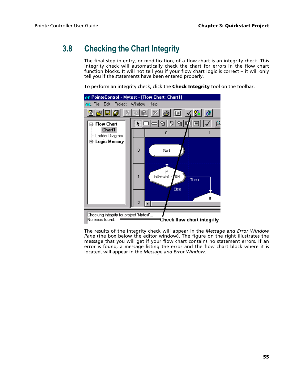 Checking the chart integrity, 8 checking the chart integrity | Nematron Pointe Controller User Manual | Page 57 / 441