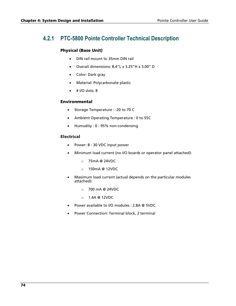 Ptc-5800 pointe controller technical description | Nematron Pointe Controller User Manual | Page 76 / 441