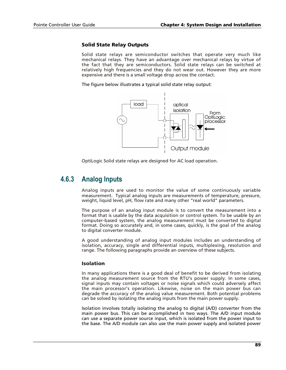Analog inputs, 3 analog inputs | Nematron Pointe Controller User Manual | Page 91 / 441
