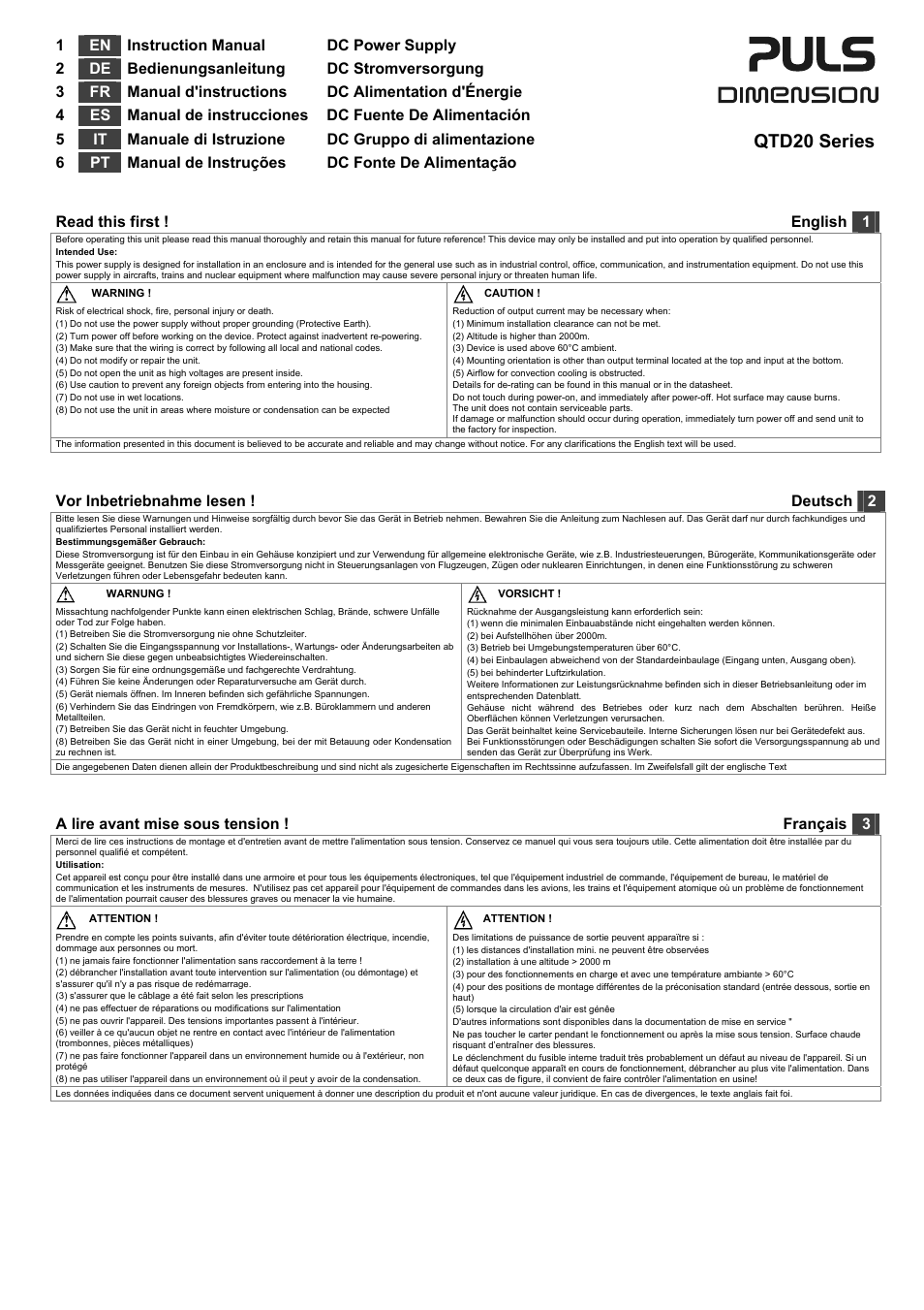 PULS QTD20.241 User Manual | 4 pages