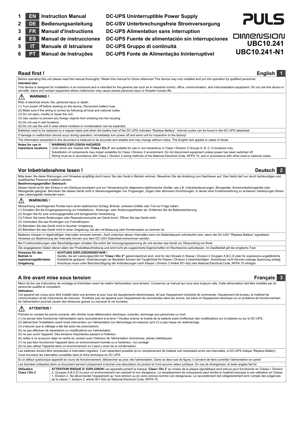 PULS UBC10.241 User Manual | 4 pages