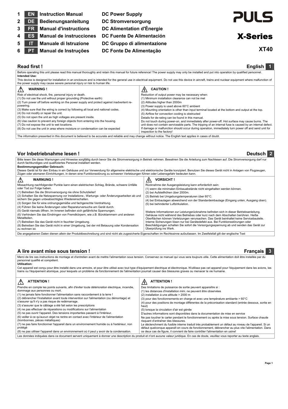 PULS XT40.241 User Manual | 4 pages