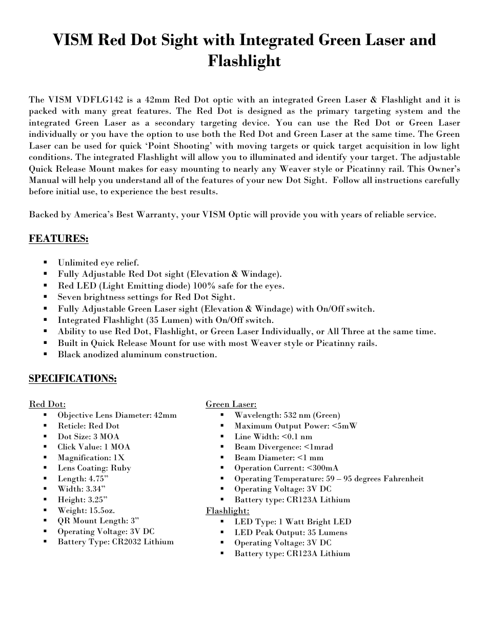 NcSTAR VDFLGQ142 User Manual | Page 2 / 9