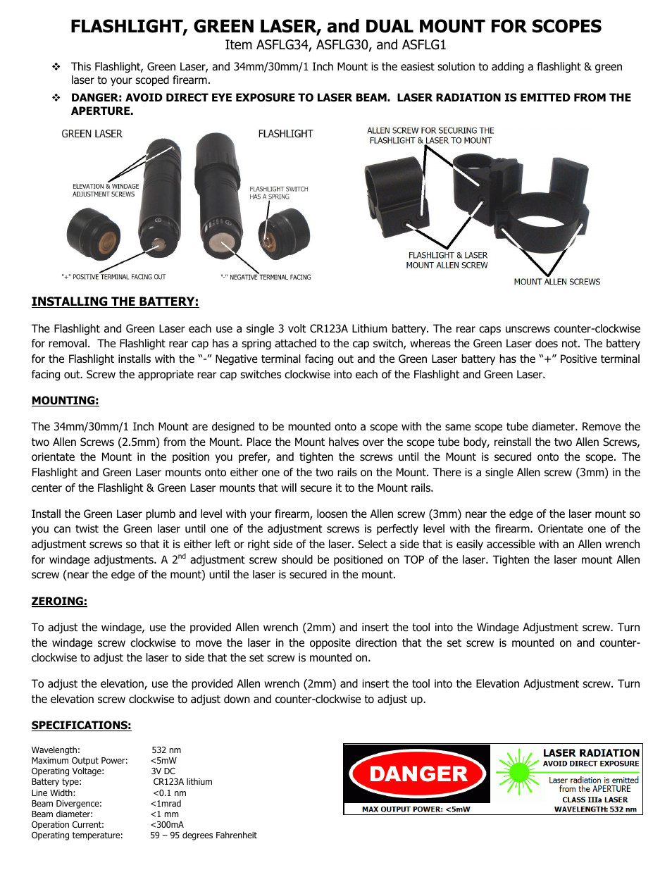 NcSTAR ASFLG34 User Manual | 1 page