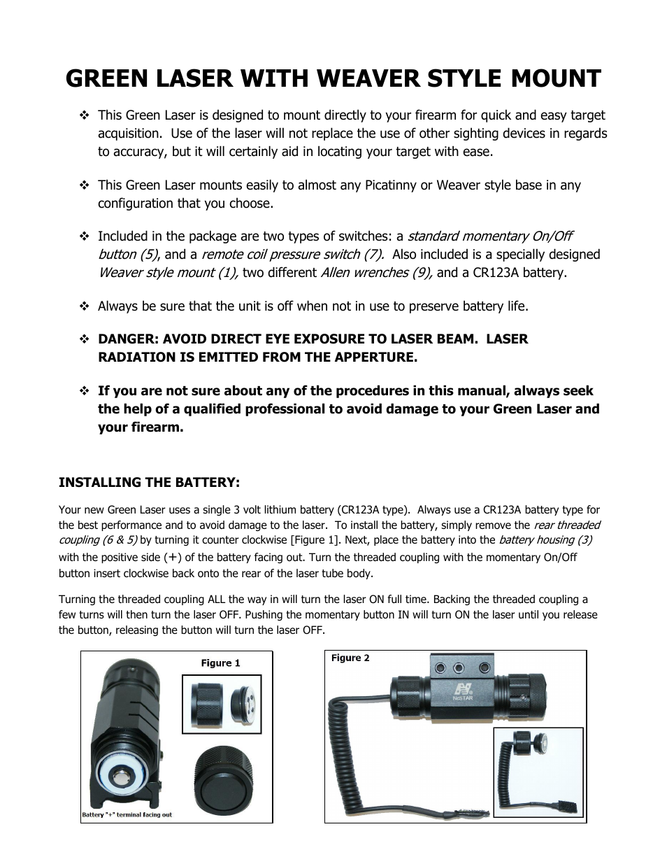 NcSTAR APRLSMG User Manual | 3 pages