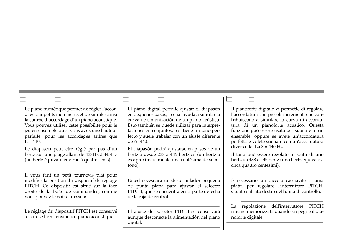 Diapasón, Diapason, Tono | Yamaha C1S User Manual | Page 34 / 64