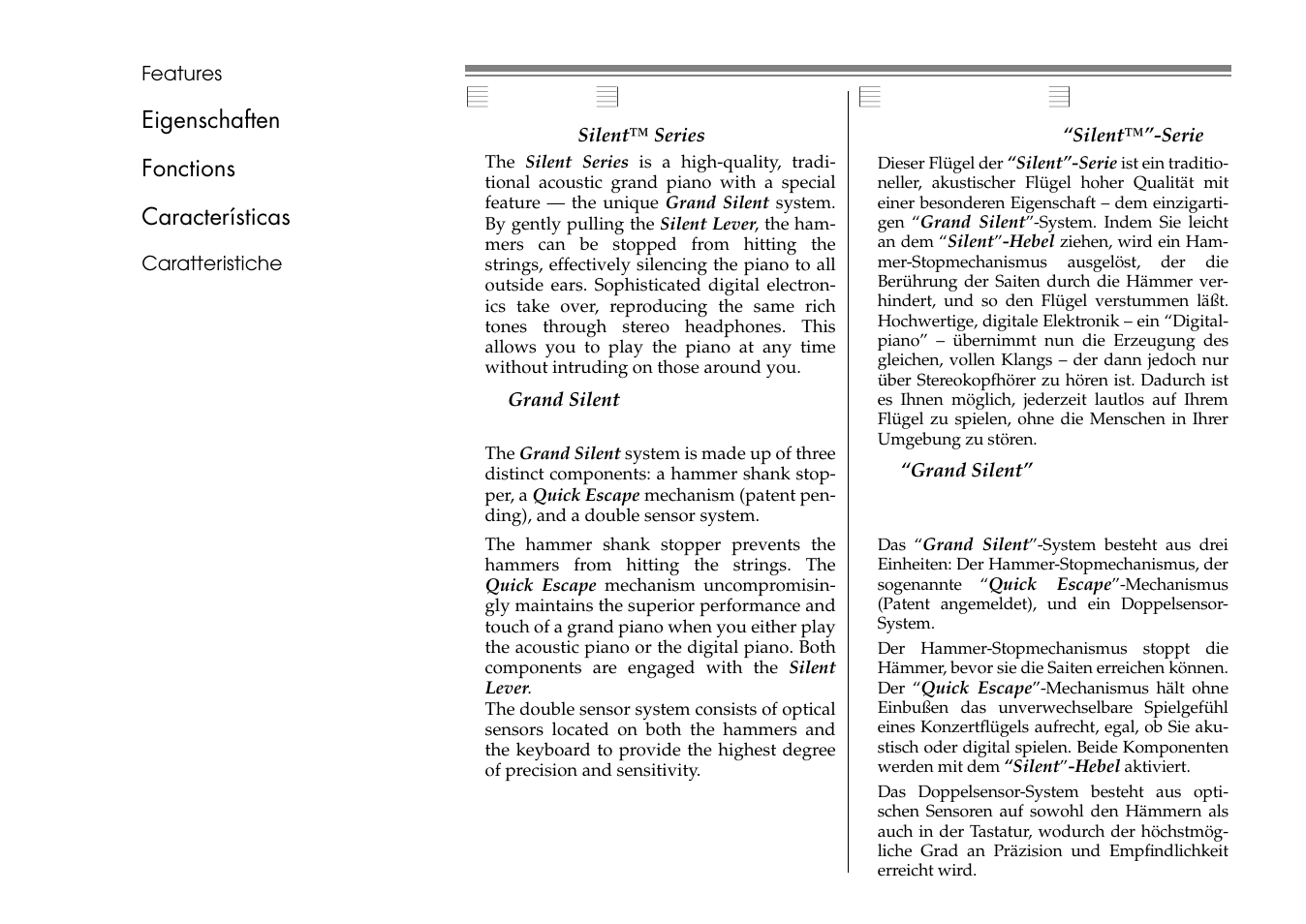 Eigenschaften, Features, Eigenschaften fonctions características | Yamaha C1S User Manual | Page 7 / 64