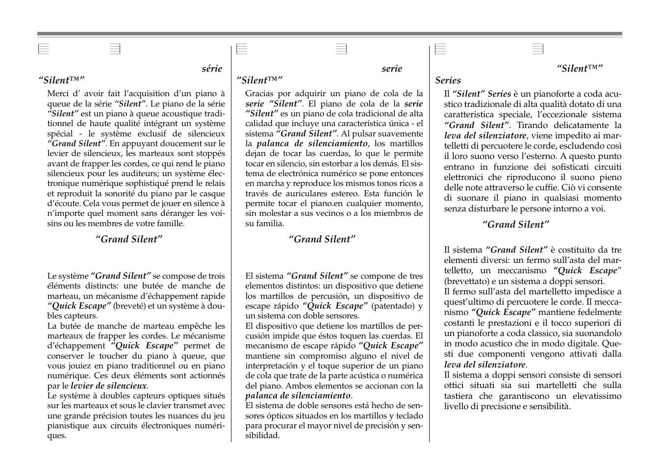 Características, Fonctions, Caratteristiche | Yamaha C1S User Manual | Page 8 / 64