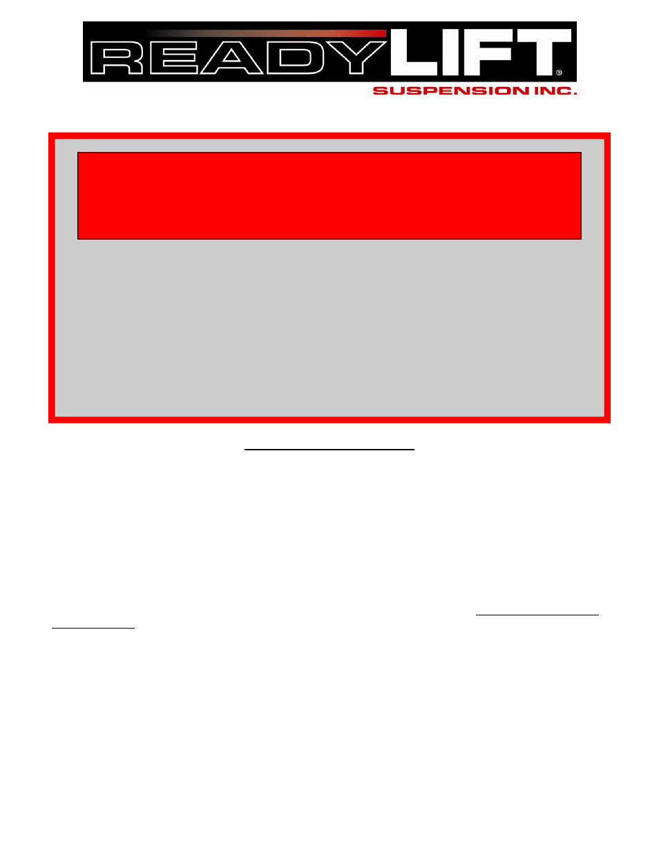 ReadyLIFT Ford F350 Super Duty 2WD 2.0 Leveling Kit - 1999-UP" User Manual | 6 pages