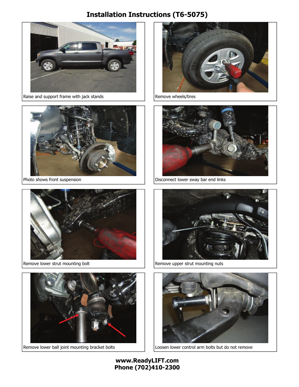 ReadyLIFT Toyota Tundra 2007-2014, 2WD/4WD - 2.4 T6 Billet Leveling Kit" User Manual | Page 3 / 6