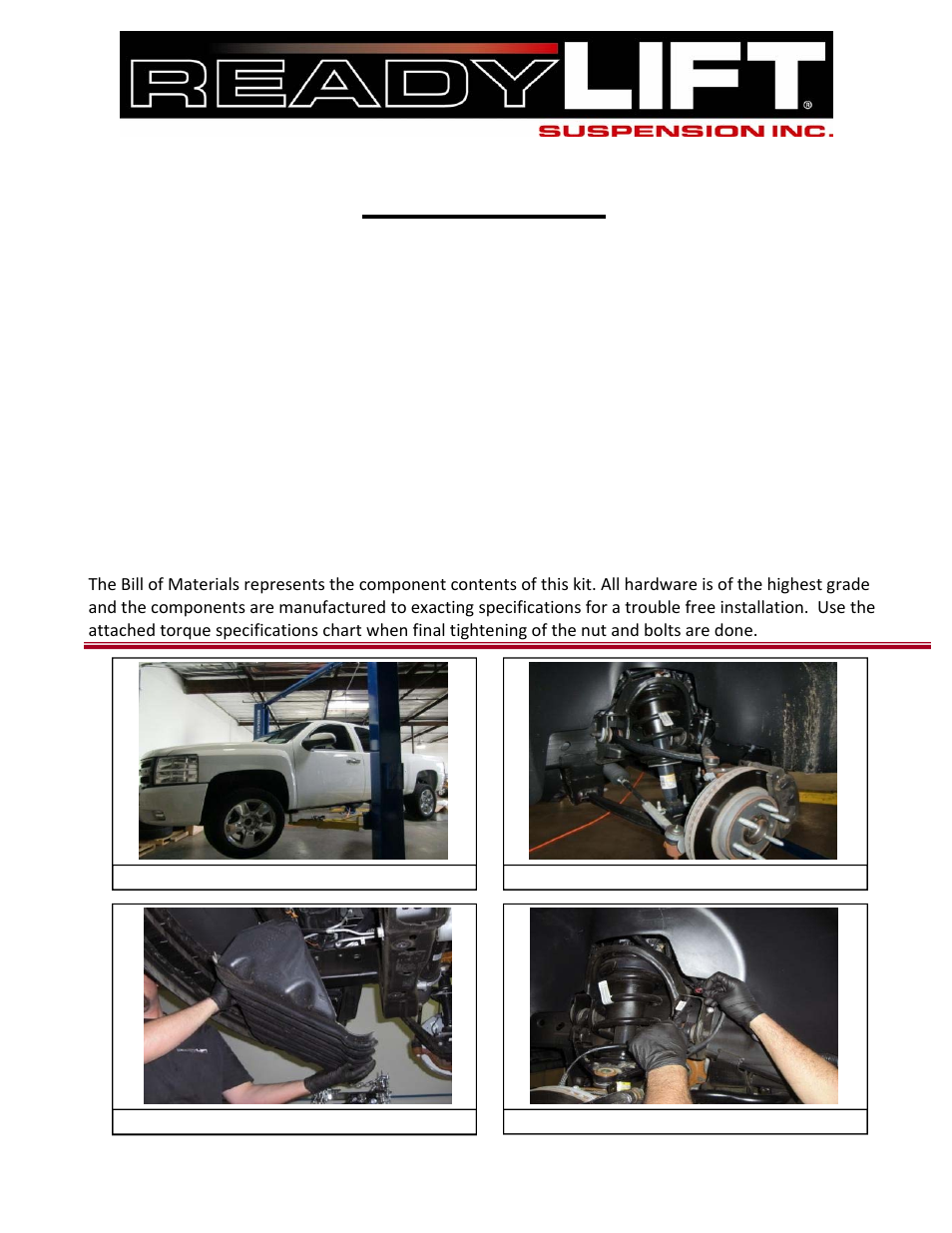 Bill of materials | ReadyLIFT GMC Denali 1500 SST Lift Kit, 2007-2014, 4WD 6-lug - 4.0F/3.0"R" User Manual | Page 3 / 12