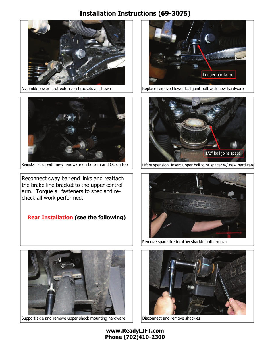 ReadyLIFT GMC Canyon SST Lift Kit: 2004-2012, 2WD Coil Spring Only, 2.5F/1.5"R" User Manual | Page 4 / 6