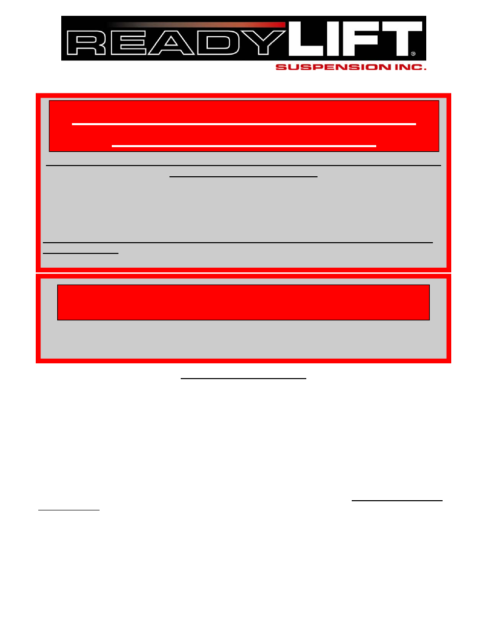 ReadyLIFT 2014-UP GMC Sierra 1500 SST Lift Kit, 4WD & Z71, 4.0F/1.75"R w/ Uniball UCA" User Manual | 12 pages
