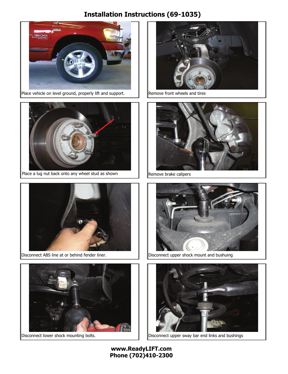 ReadyLIFT Dodge Ram 1500, 2009-2011, 2WD Only - 2.25F/1.5"R SST Lift Kit" User Manual | Page 3 / 7