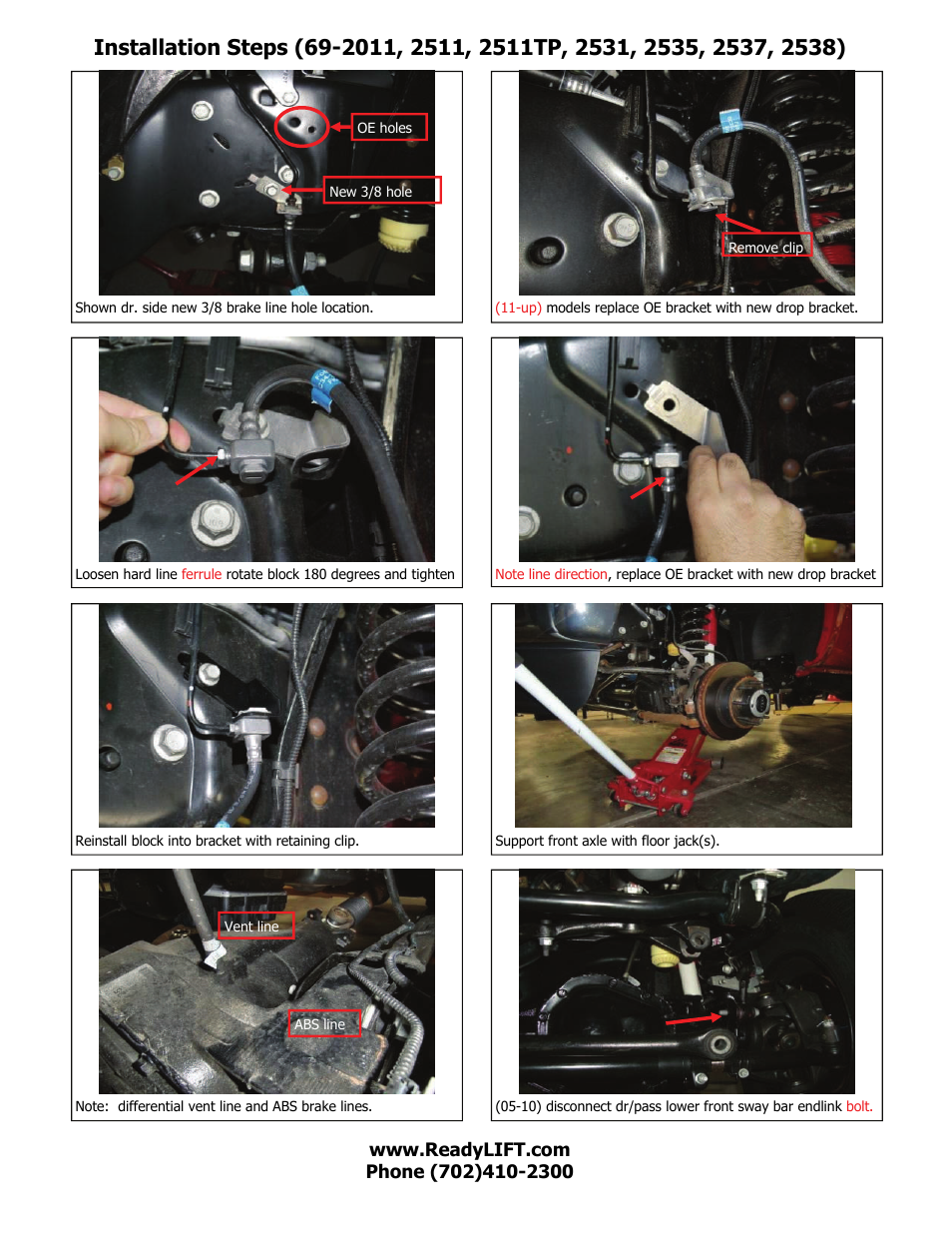 ReadyLIFT Ford F350 Super Duty 4WD, 2011-UP - 3.5F/3.0"R SST Lift Kit - For trucks with Dual Rear Wheels" User Manual | Page 4 / 9