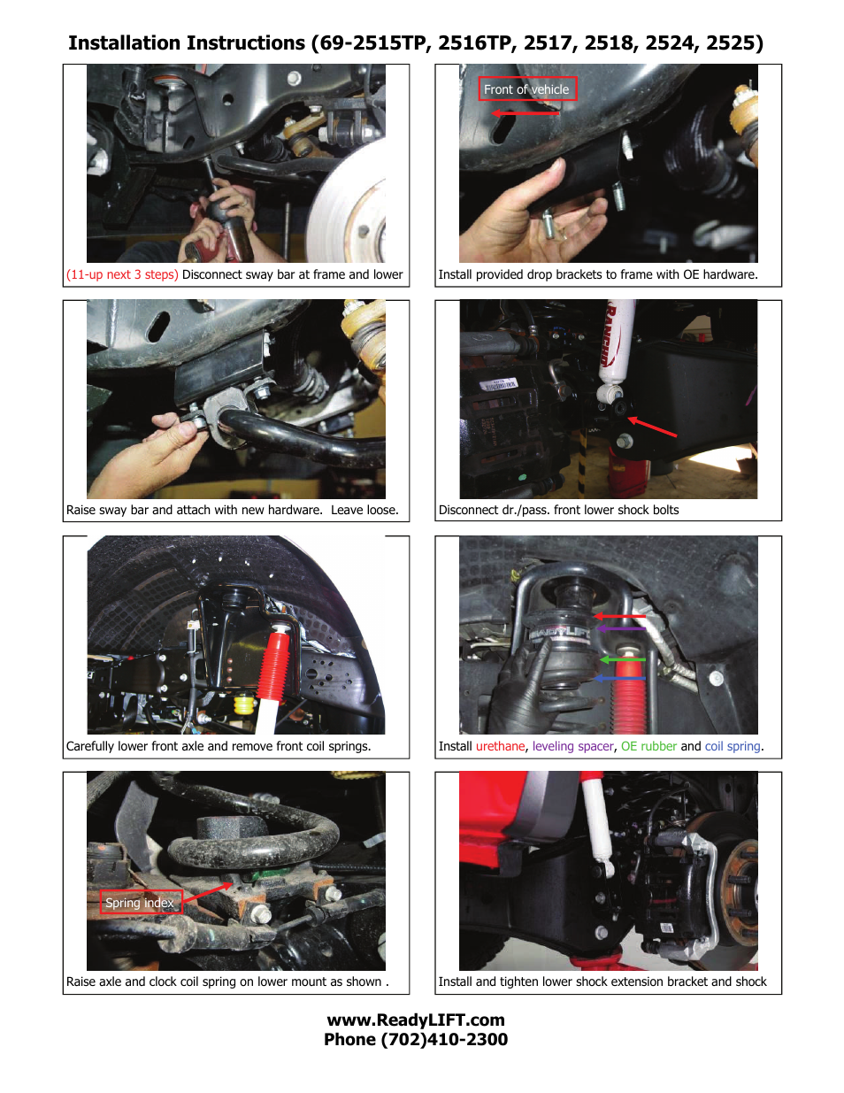 ReadyLIFT Ford F350 Super Duty SST Lift Kit: 2008-2010, 4WD Only - 2.5F/1.0"R" User Manual | Page 5 / 8
