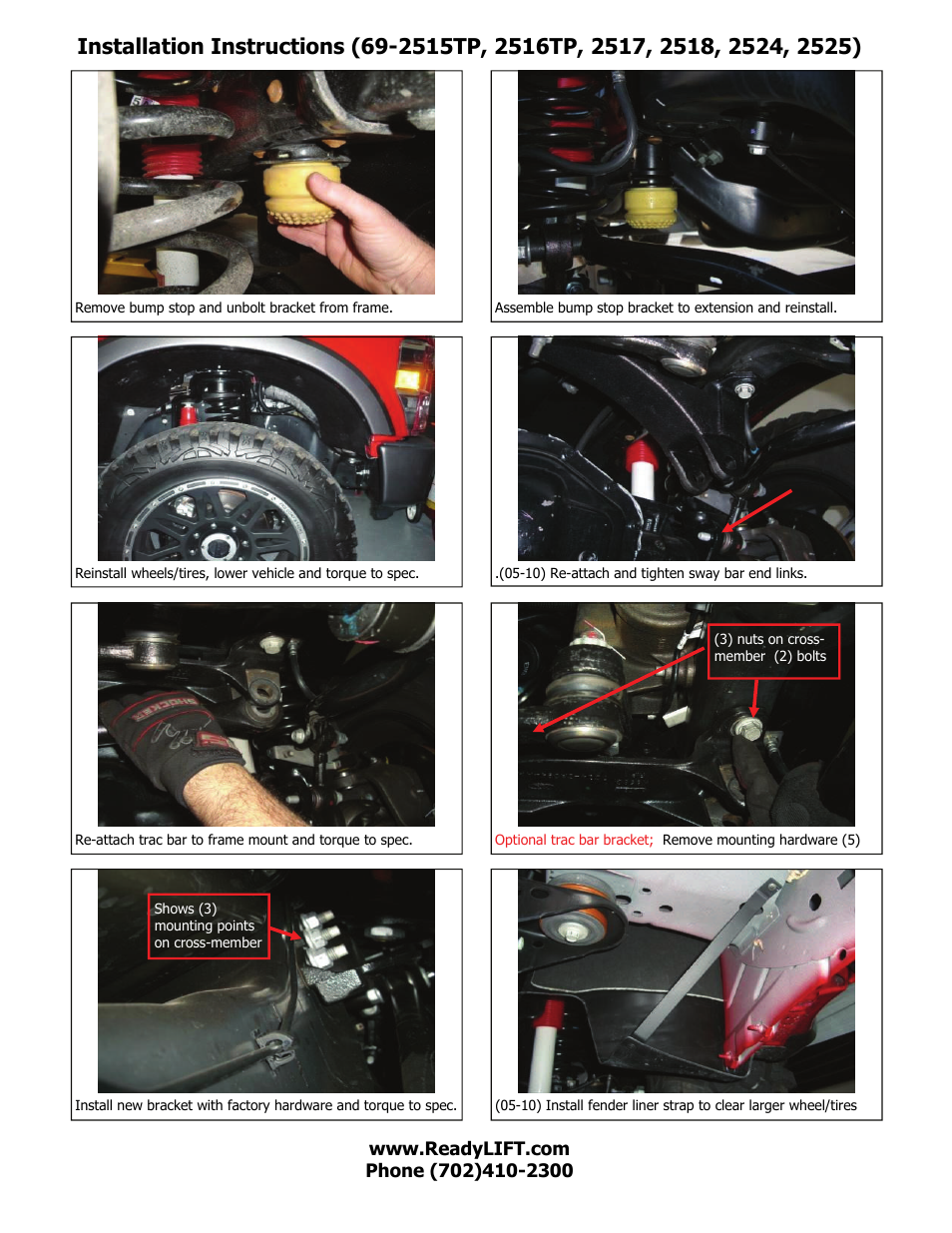 ReadyLIFT Ford F350 Super Duty SST Lift Kit: 2008-2010, 4WD Only - 2.5F/1.0"R" User Manual | Page 6 / 8