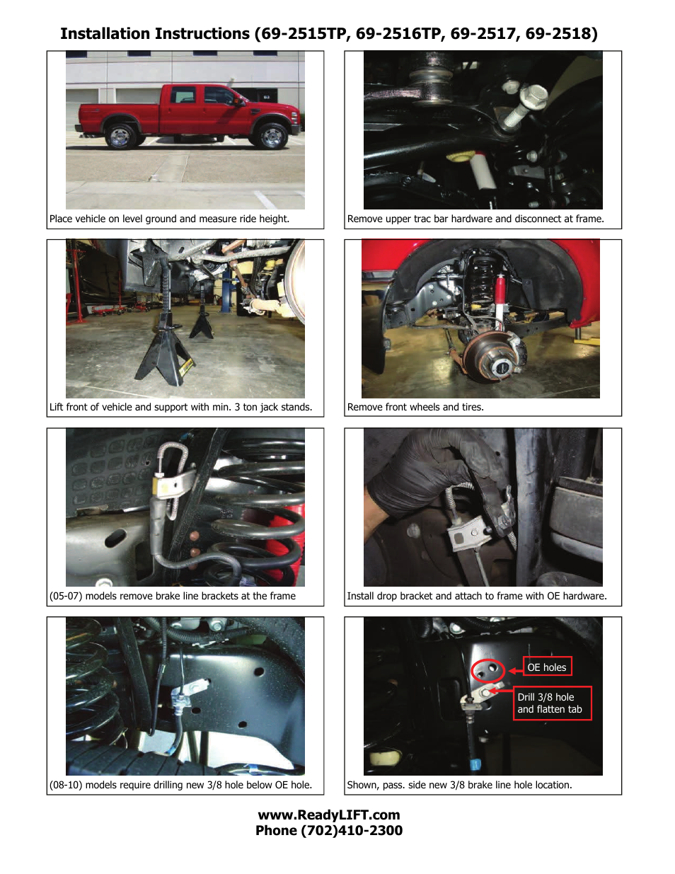 ReadyLIFT Ford F350 Super Duty SST Lift Kit: 2005-2007, 4WD Only - 2.5F/1.0"R" User Manual | Page 3 / 8