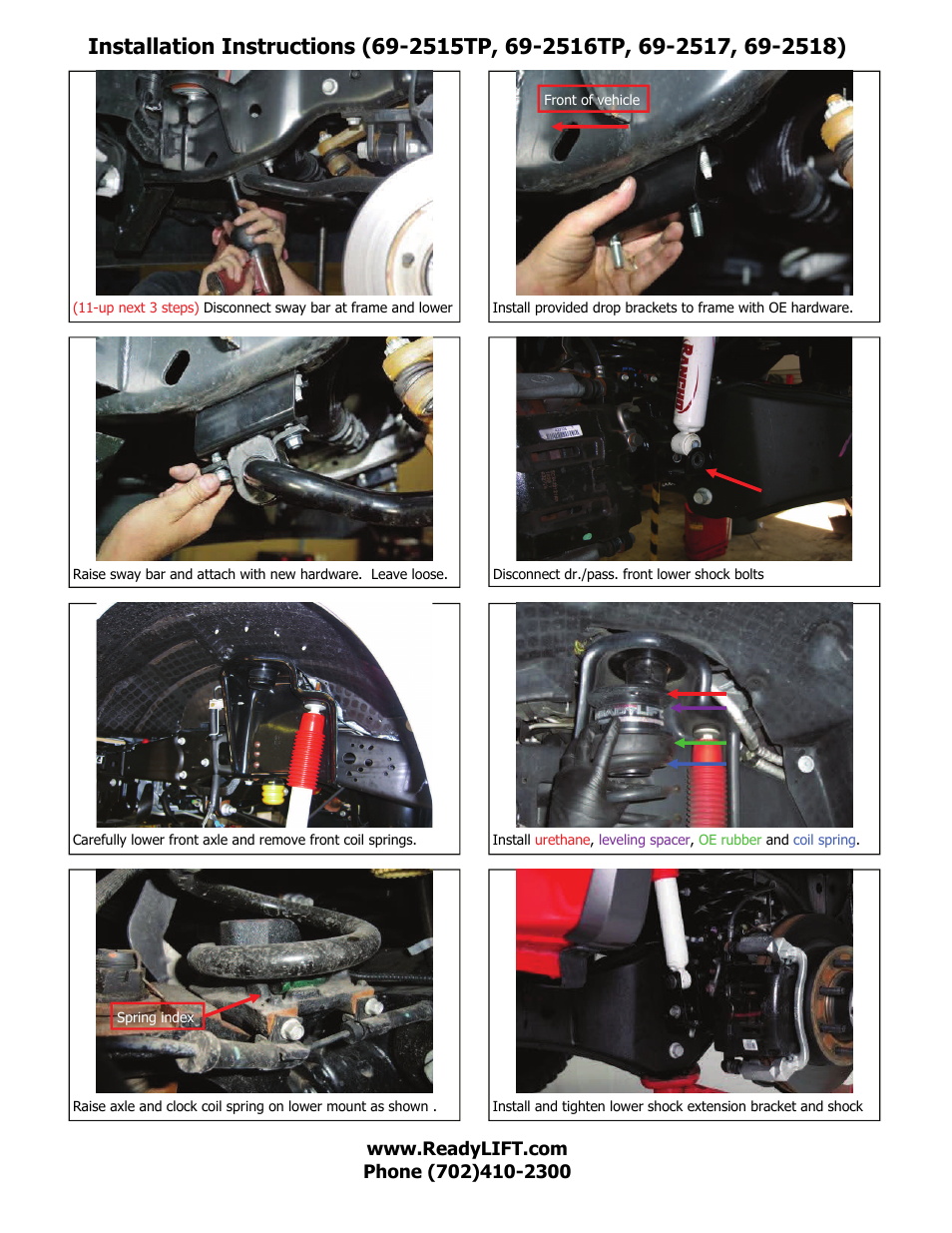 ReadyLIFT Ford F350 Super Duty SST Lift Kit: 2005-2007, 4WD Only - 2.5F/1.0"R" User Manual | Page 5 / 8