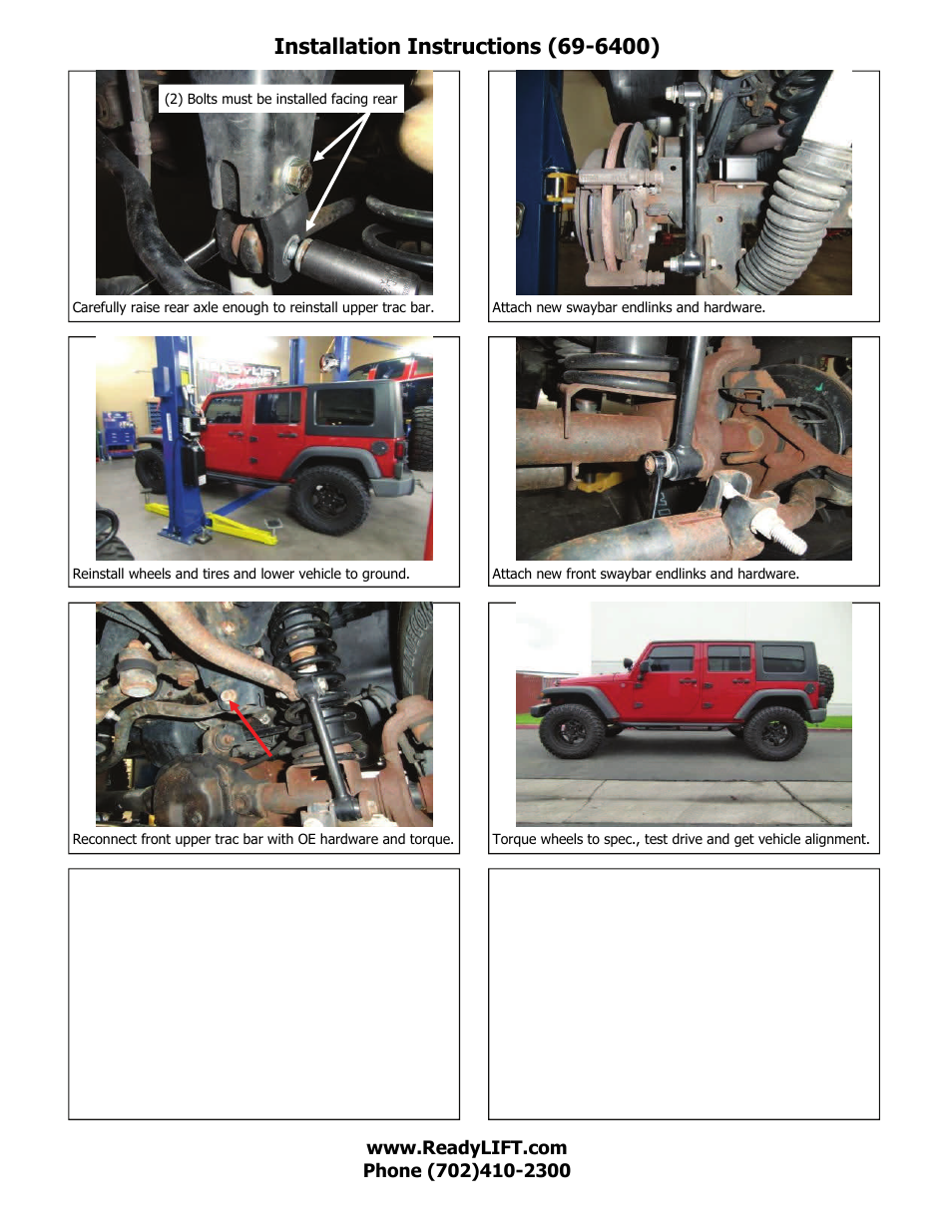 ReadyLIFT Jeep Wrangler JK 2007-2014, 4.0F/3.0"R SST Coil Spring Lift Kit" User Manual | Page 6 / 7