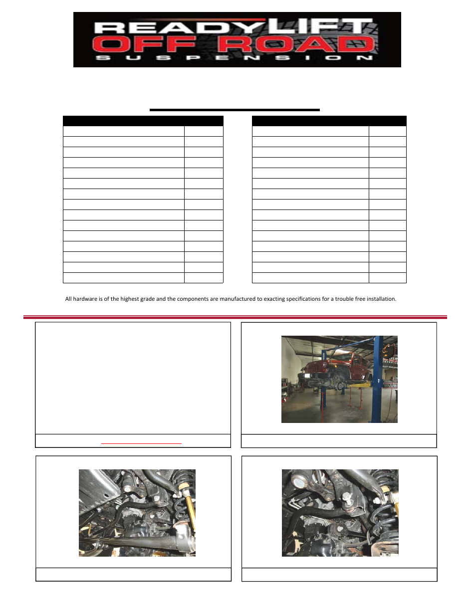 Bill of materials | ReadyLIFT Jeep JK Wrangler, 2007-UP 4 Max Flex Lift Kit" User Manual | Page 3 / 10