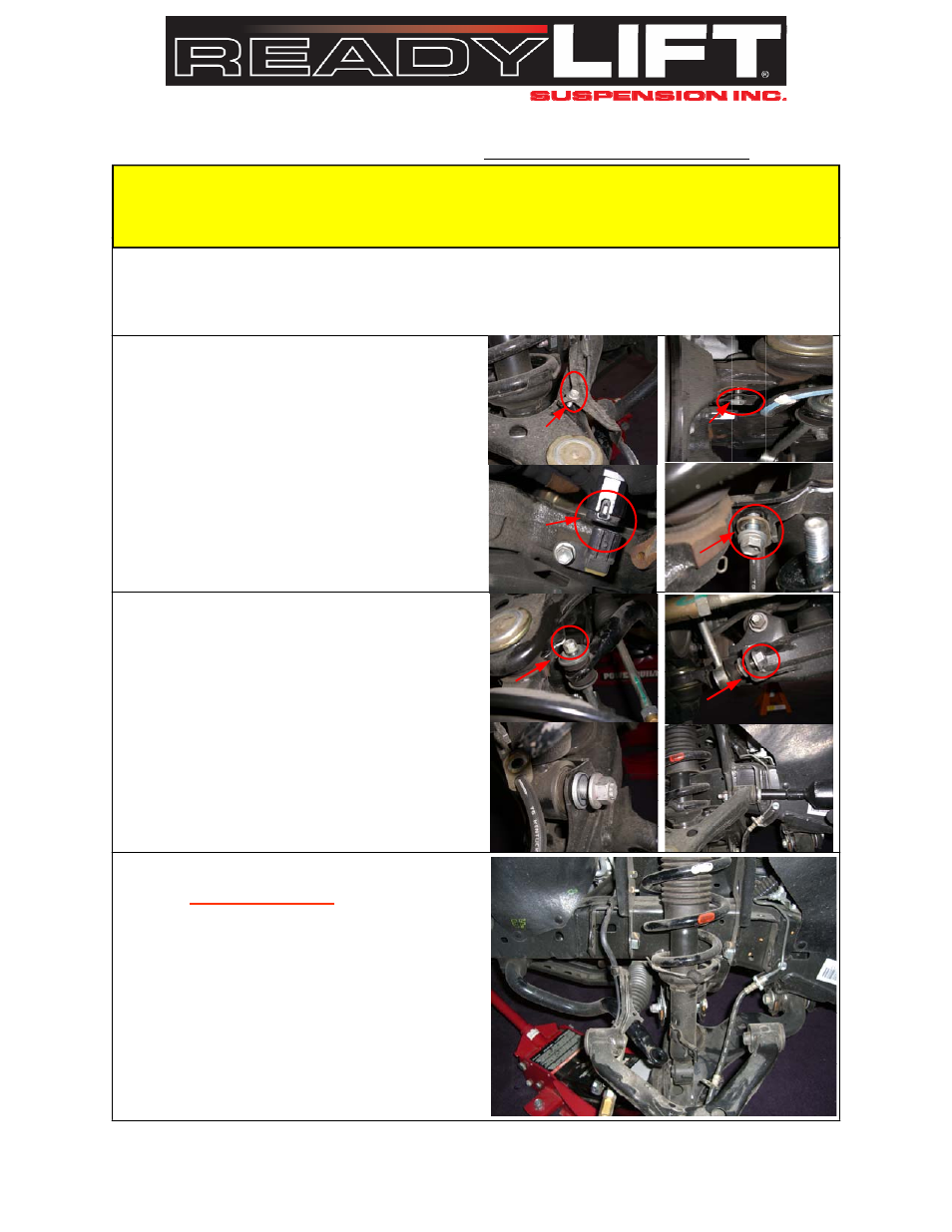 ReadyLIFT Toyota Tacoma 5-Lug SST Lift Kit, 2005-2014, 2WD - 2.75F/1.75"R" User Manual | 4 pages