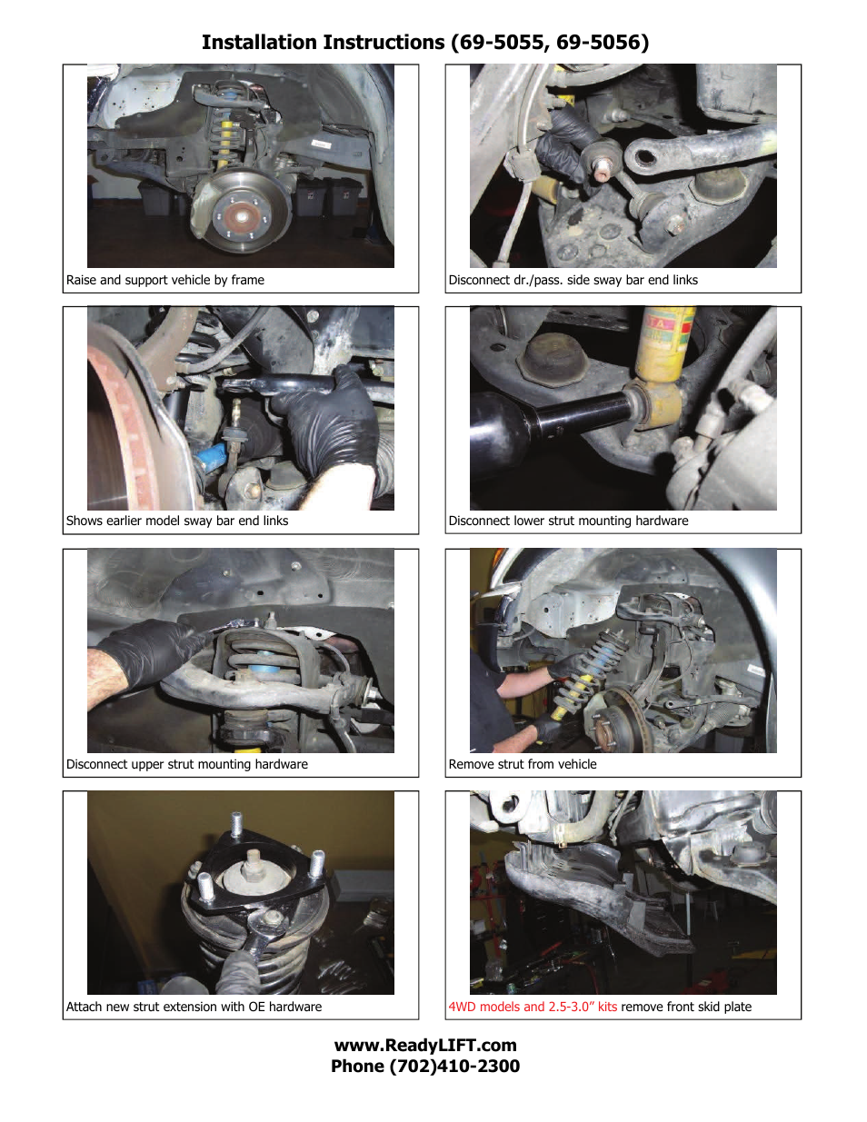 ReadyLIFT Toyota Tacoma & PreRunner SST Lift Kit: 2005-2012, 2WD & 4WD - 2.75-3.0F/2.0"R" User Manual | Page 3 / 7