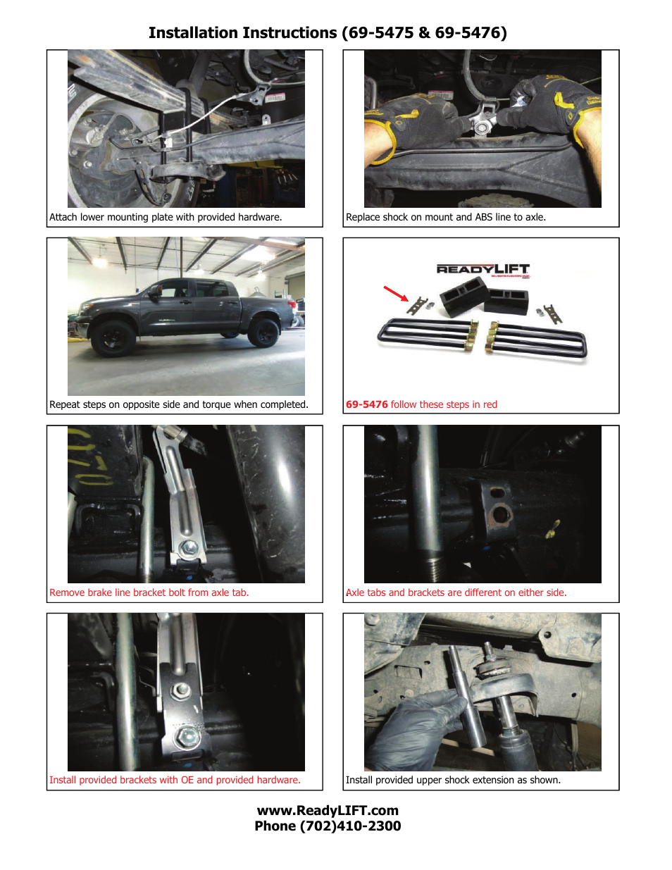 ReadyLIFT Toyota Tundra 4 SST Lift Kit: 2007-2014, 2WD/4WD - 4.0"F-2.0R"" User Manual | Page 9 / 10