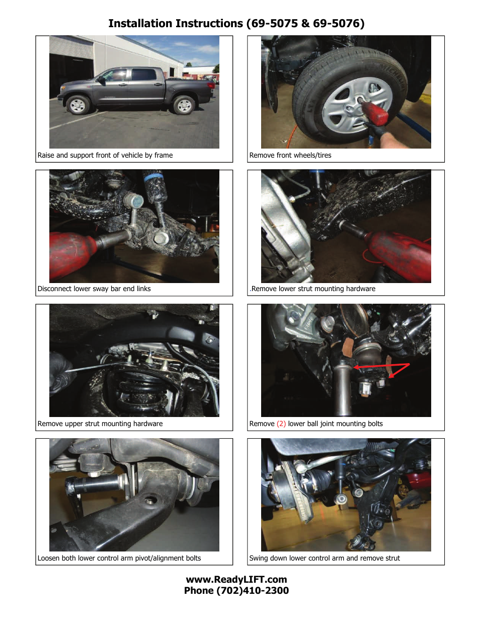 ReadyLIFT Toyota Tundra SST Lift Kit: 2007-2012, 2WD & 4WD - Non-TRD - 3.0F/1.0"R" User Manual | Page 3 / 7