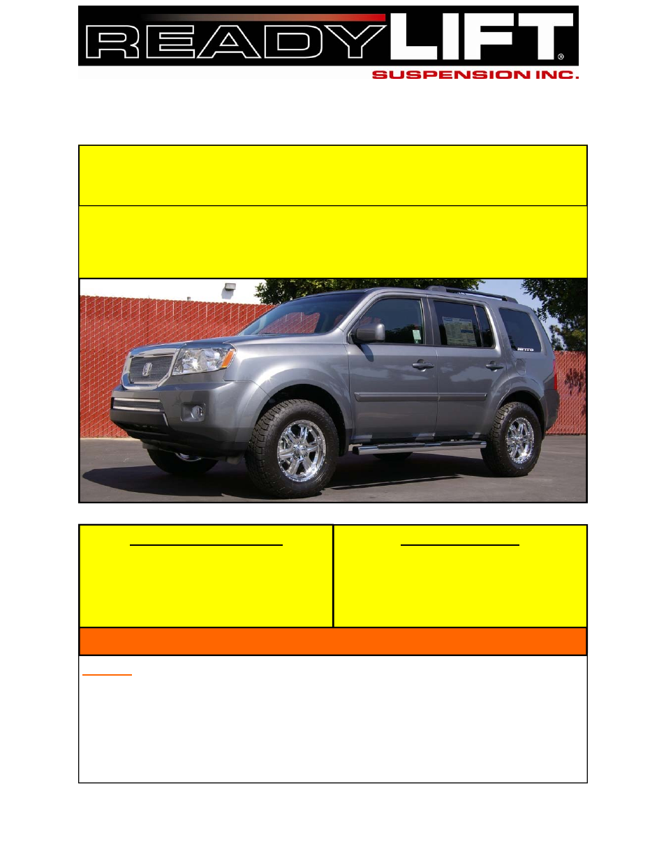 Drive safely & wear your seatbelt | ReadyLIFT Honda Pilot, 2003-2008, 2WD & 4WD, 2.0F/1.0"R" User Manual | Page 7 / 7