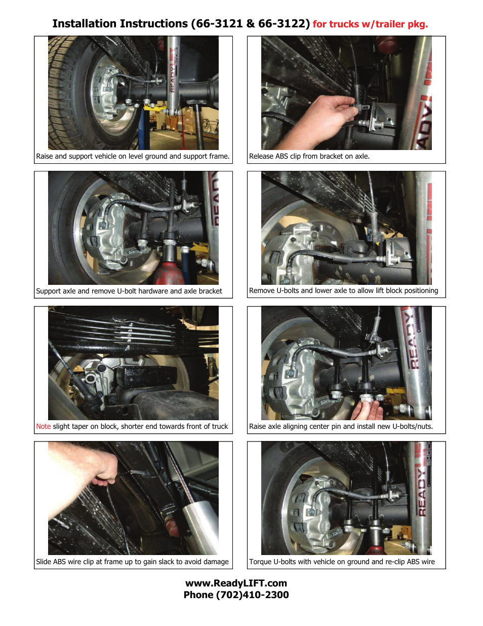 ReadyLIFT GMC Sierra 3500HD, 2011-UP, 2WD & 4WD 8-lug Single and Dual Rear Wheel, 2 Block Kit" User Manual | Page 3 / 4