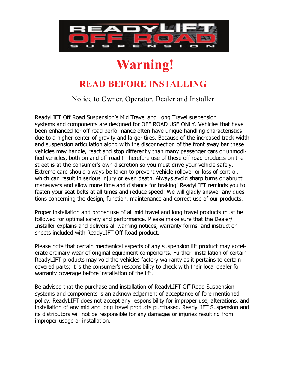 ReadyLIFT GMC Sierra 1500 2WD Long Travel Front Suspension Kit - 2007-2013 User Manual | 13 pages