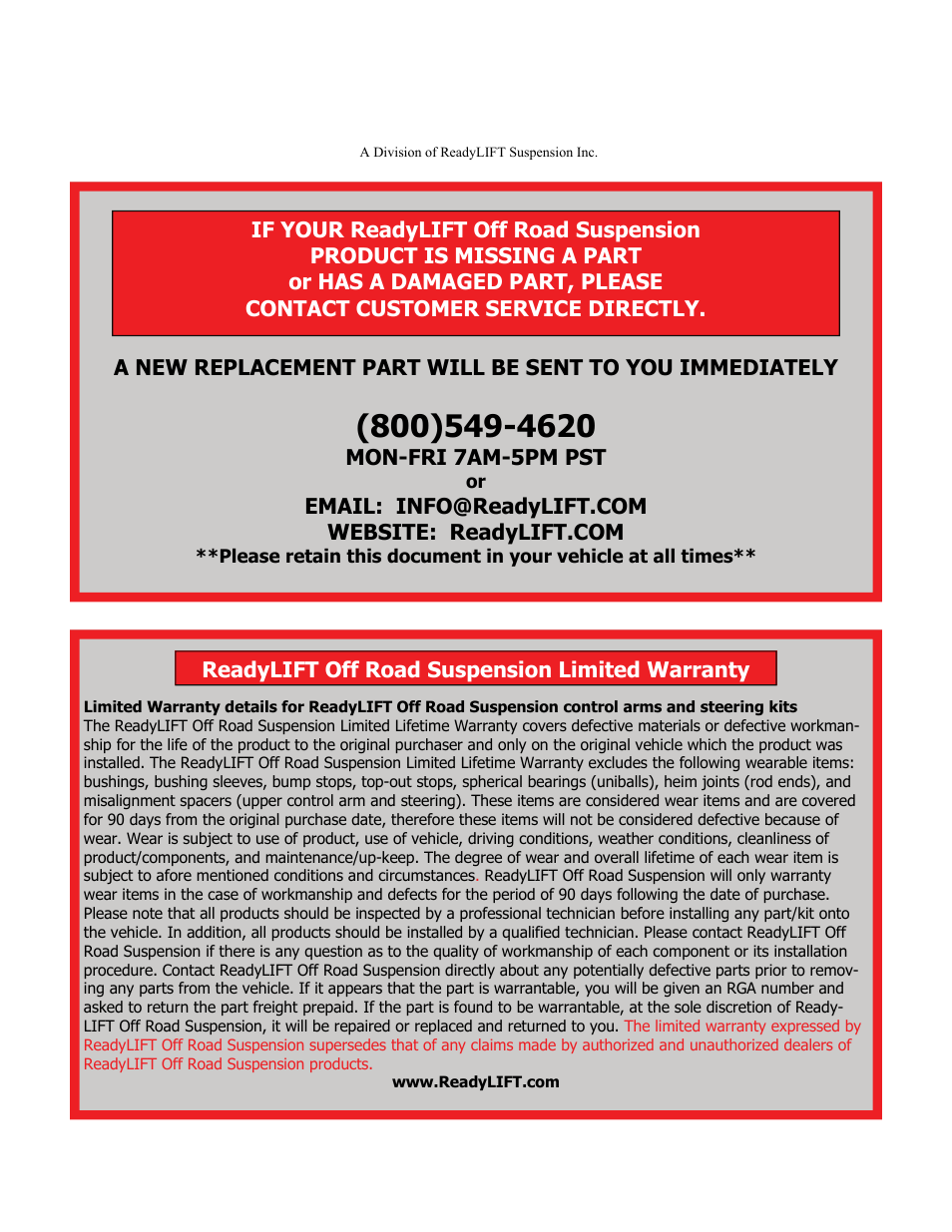 ReadyLIFT Ford F350 Super Duty 4WD, 2008-2010 - 5 Lift Kit - Series 3" User Manual | 16 pages