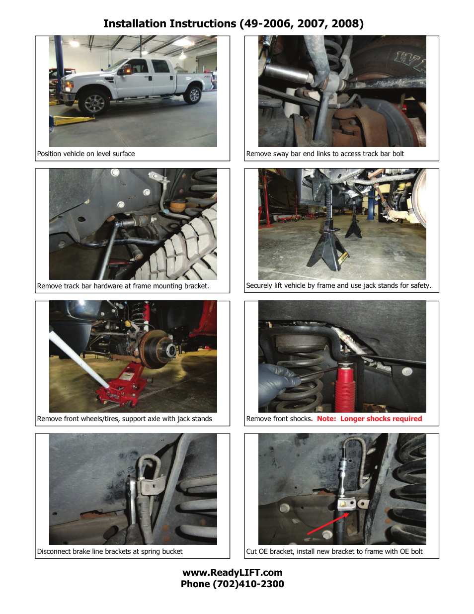 ReadyLIFT Ford F350 Super Duty 4WD, 2005-2007 - 5 Lift Kit - Series 3" User Manual | Page 3 / 16