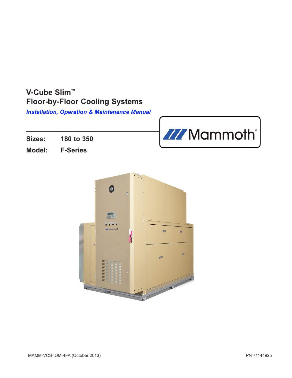 Mammoth V-Cube Slim F-Series Sizes 180 to 350 User Manual | 20 pages