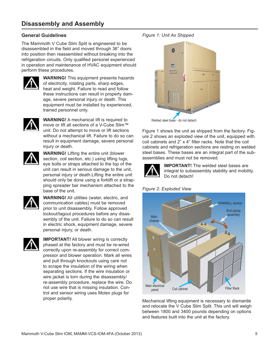 Disassembly and assembly | Mammoth V-Cube Slim F-Series Sizes 180 to 350 User Manual | Page 5 / 20