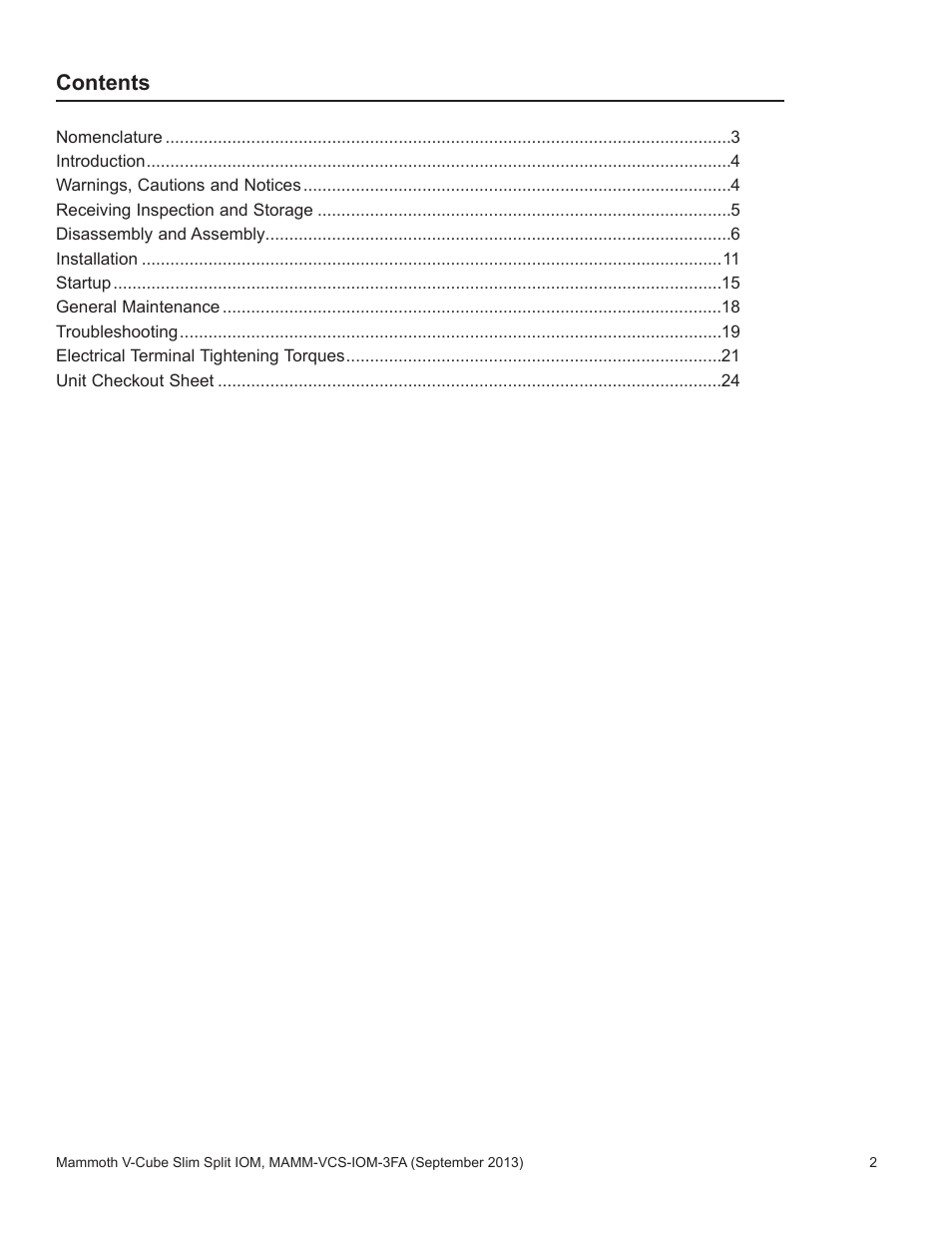 Mammoth V-Cube Slim Split F-Series Sizes 830 and 840 User Manual | Page 2 / 24