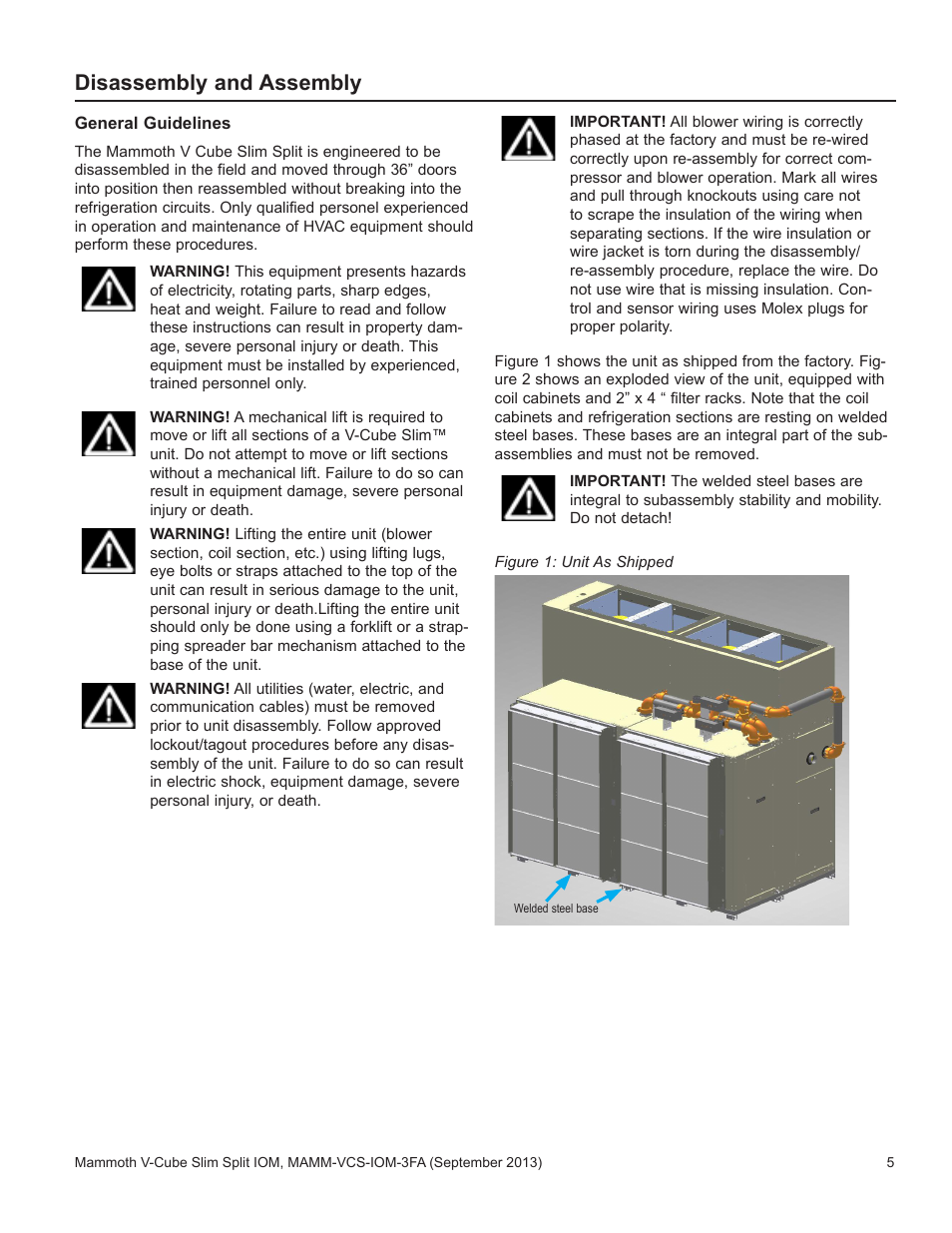Disassembly and assembly | Mammoth V-Cube Slim Split F-Series Sizes 830 and 840 User Manual | Page 5 / 24